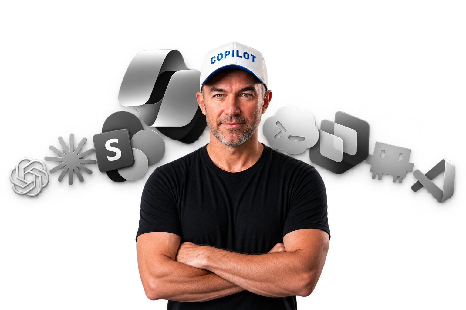 Daniel Anderson with Microsoft Copilot and SharePoint icons